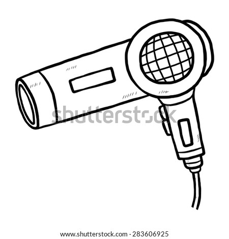 Hair Dryer Cartoon Vector Illustration Black Stock Vector 283606925