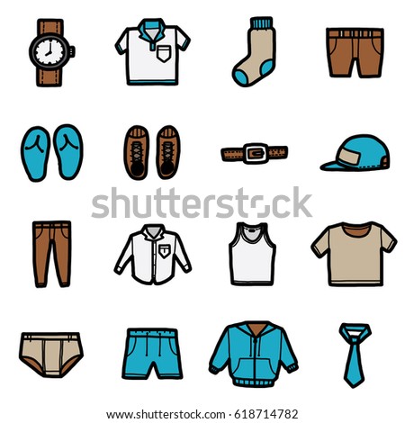 Flat Icons Gent Clothes Set Stock Vector 183771488 - Shutterstock