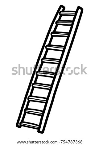 Long Ladder Cartoon Vector Illustration Black Stock Vector 754787368 ...