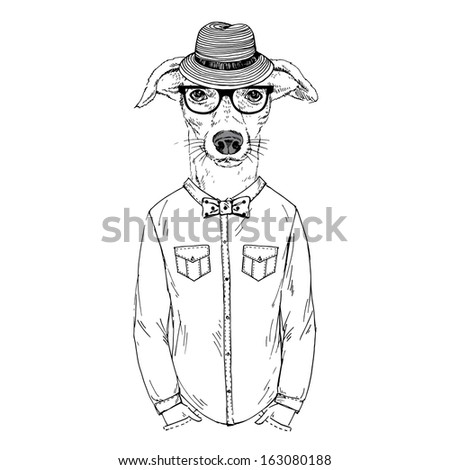 Hand Drawn Fashion Illustration Doggy Hipster Stock Vector 163080188 ...