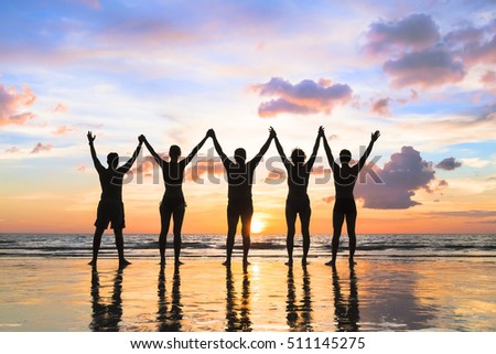 Silhouette Group People Holding Hands On Stock Photo (Royalty Free - 450x320 - jpeg People Holding Hands
