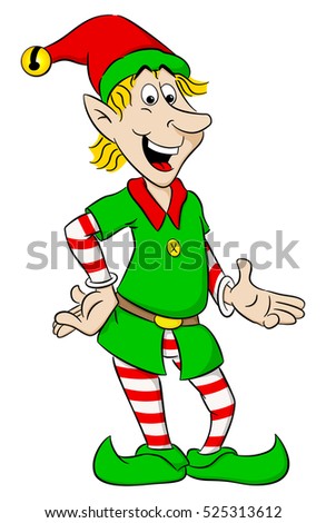 Cartoon Christmas Elf Vector Illustration Simple Stock Vector 87301327 ...