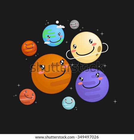 Big Set Cute Cartoon Planets Funny Stock Vector 560426092 - Shutterstock