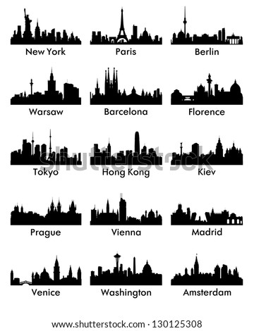 City Skyline Silhouettes Stock Vector 130125308 - Shutterstock