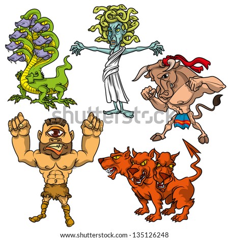 Vector illustration of mythological monsters