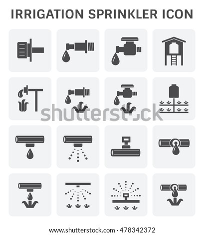 Water sprinkler and irrigation system vector icon set design.