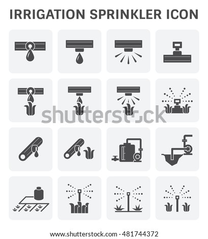 Water sprinkler and irrigation system vector icon set design.