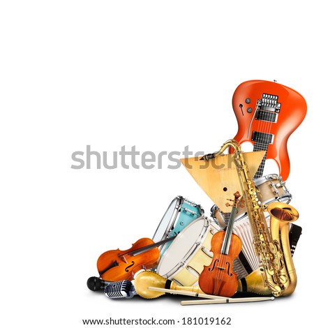 Musical Instruments Collage Stock Images, Royalty-Free Images & Vectors ...