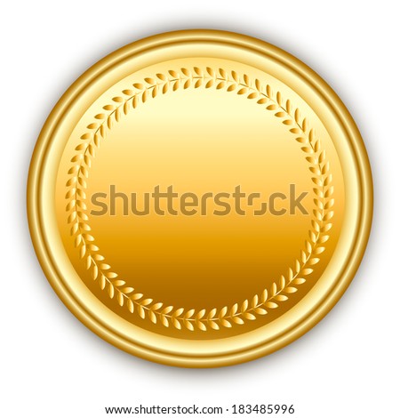 Vector Shiny Round Golden Medal Shadow Stock Vector 184731224 ...