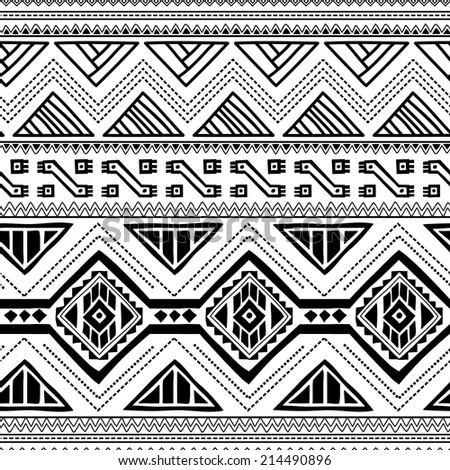 Black White Tribal Navajo Vector Seamless Stock Vector 371465638 ...