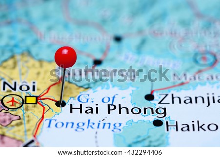 Hai Phong pinned on a map of Vietnam