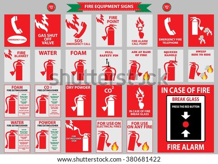 Set Safety Labels Fire Extinguisher Colour Stock Vector 296152226 ...