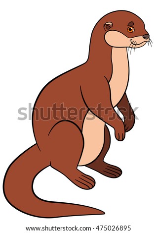 Cartoon Animals Little Cute Otter Stands Stock Vector 475026895 ...