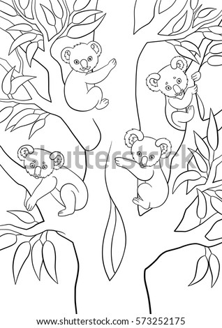 Coloring Pages Four Koala Babies Sit On The Tree And Smile Coloring Pages Four Koala Babies Sit On The Tree And Smile