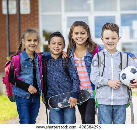 A Group of students outside at school standing together