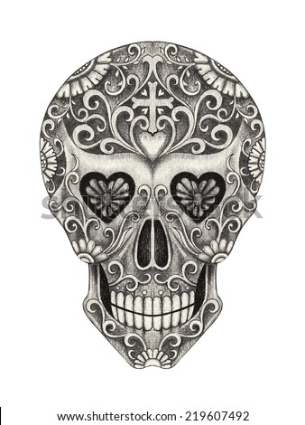 Day Dead Black White Skull Stock Vector 112153346 - Shutterstock