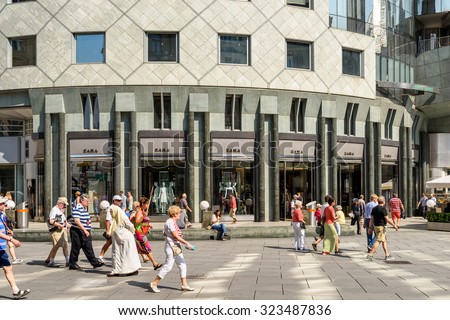 VIENNA, AUSTRIA - AUGUST 10, 2015: Zara is a Spanish clothing and accessories retailer based in Arteixo, Galicia, and founded in 1975 by Amancio Ortega and RosalÃa Mera.