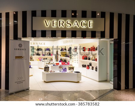 VIENNA, AUSTRIA - AUGUST 12, 2015: Gianni Versace, usually referred to as Versace, is an Italian fashion company and trade name founded by Gianni Versace in 1978.