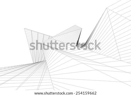 Architecture Building 3 D Concept Sketch Stock Vector (Royalty Free