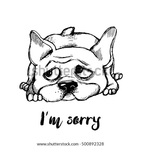 Im Sorry Funny Dog Character Hand Stock Vector 500892328 ...