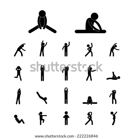 body exercise stick figure icon - stock vector