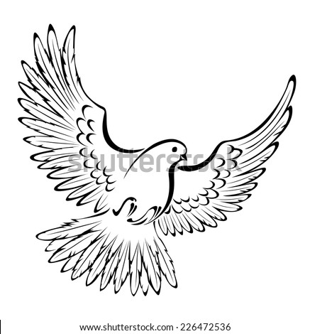 Arts Painted Flying Dove Outline On Stock Vector 141498502 - Shutterstock