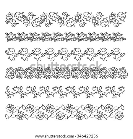 Black White Seamless Borders Vector Stock Vector 61728556 - Shutterstock