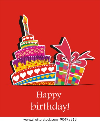 Happy Birthday Card Celebration Yellow Background Stock Illustration ...