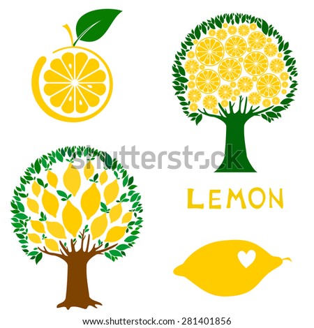 Vector Lemon Tree Stock Vector 76274725 - Shutterstock