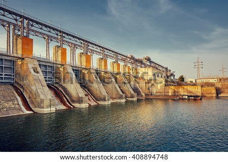 electric hydro station on the river