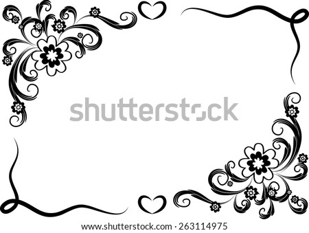 Vector Design Flowers Border Black White Stock Vector (Royalty Free ...