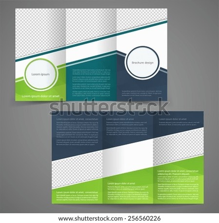 Empty Bifold Brochure Template Design Green Stock Vector 177800150 Shutterstock Sided Tri Fold Brochure Template