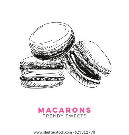 vector hand drawn macarons illustration sketch เวกเตอร สต อก