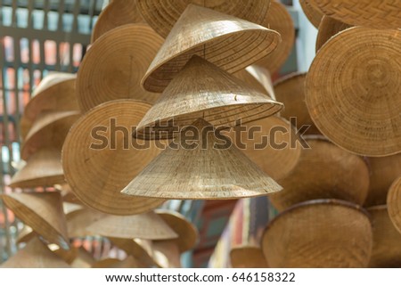 straw hat or conical Vietnamese hats in Vietnam.