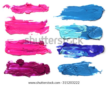 Collection of abstract acrylic brush strokes.