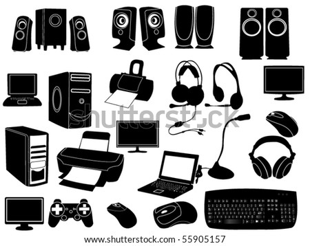 Computer Input Output Devices Icons Set Stock Vektor 232712050 ...