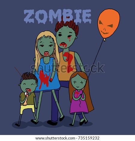 Download Zombie Family Characters Monster Zombie Vector Stock Vector (Royalty Free) 735159232 - Shutterstock