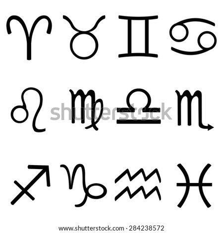 Set 12 Zodiac Signs On White Stock Vector 120548923 - Shutterstock