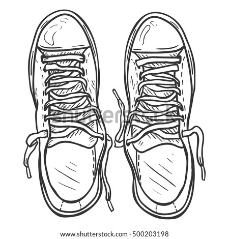 Vector Sketch Illustration Pair Casual Gumshoes Stock Vector 500203198 ...