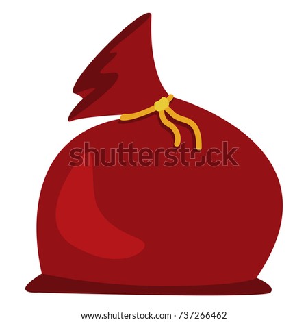 Vector Single Color Flat Icon - Red Christmas Gift Bag