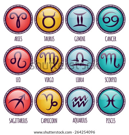 Zodiac Icons Freehand Drawing Stock Vector 264254108 - Shutterstock