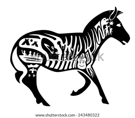 vector tribal zebra illustration tattoo stamp stock vector vector tribal zebra illustration tattoo stamp stock vector