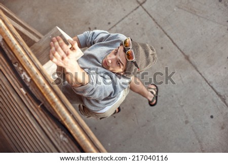 man jumping and climbing
