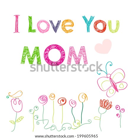 Love You Mom Happy Mothers Day Stock Vector 199605965 - Shutterstock