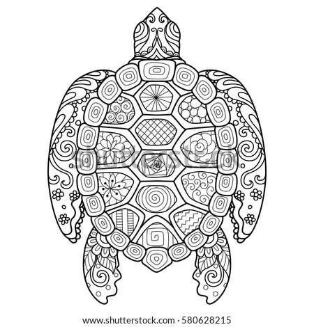Zendoodle Stylized Turtle Tshirt Design Tattoo Stock