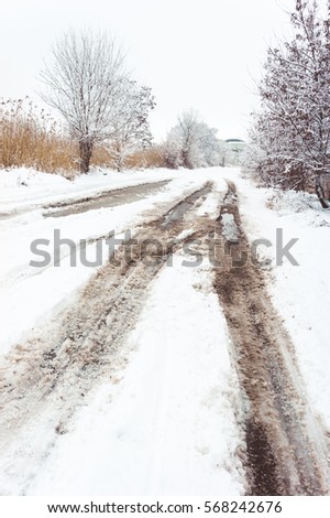 Snow and mud track