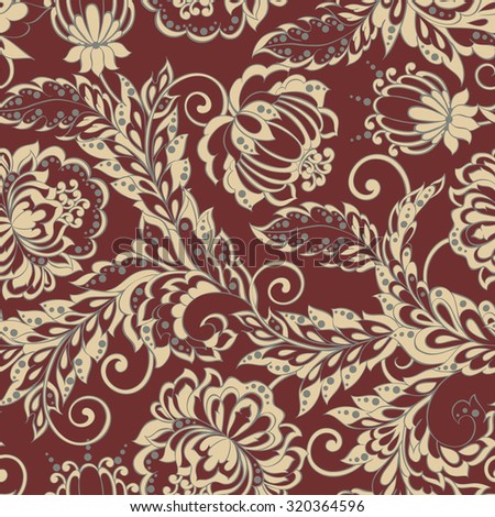 Ethnic Flowers seamless pattern. Vintage Floral Vector background