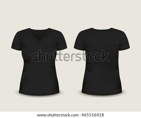 Download Womens Black Tshirt Short Sleeve Vneck Stock Vector ...
