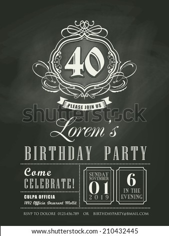 invitation vector decoration Invitation Background Chalkboard Card Anniversary Birthday