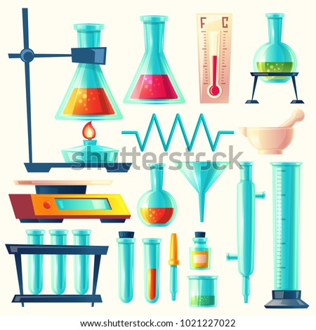 Vector Cartoon Laboratory Equipment Glassware Set Stock Vector ...